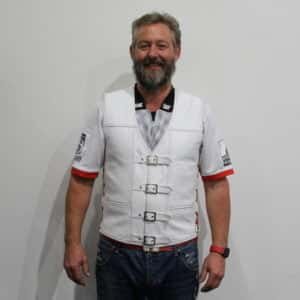while leather vest