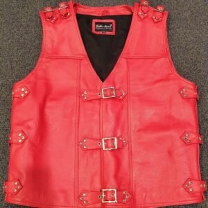 red leather vest