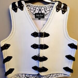 white thick leather vest