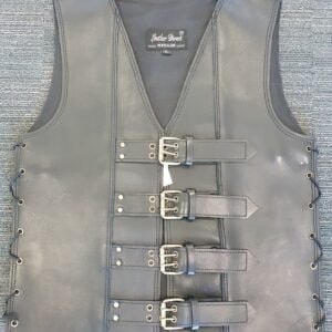 thick buffalo leather vest black