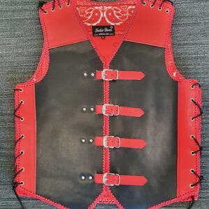 red leather vest