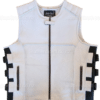 bikers white leather vest