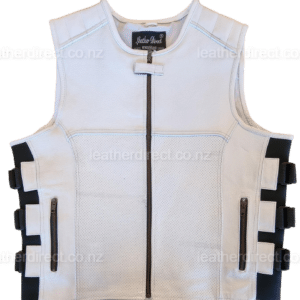 bikers white leather vest