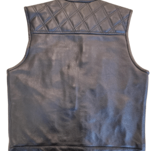 black leather vest with black stitch