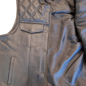 black jeans style leather vest