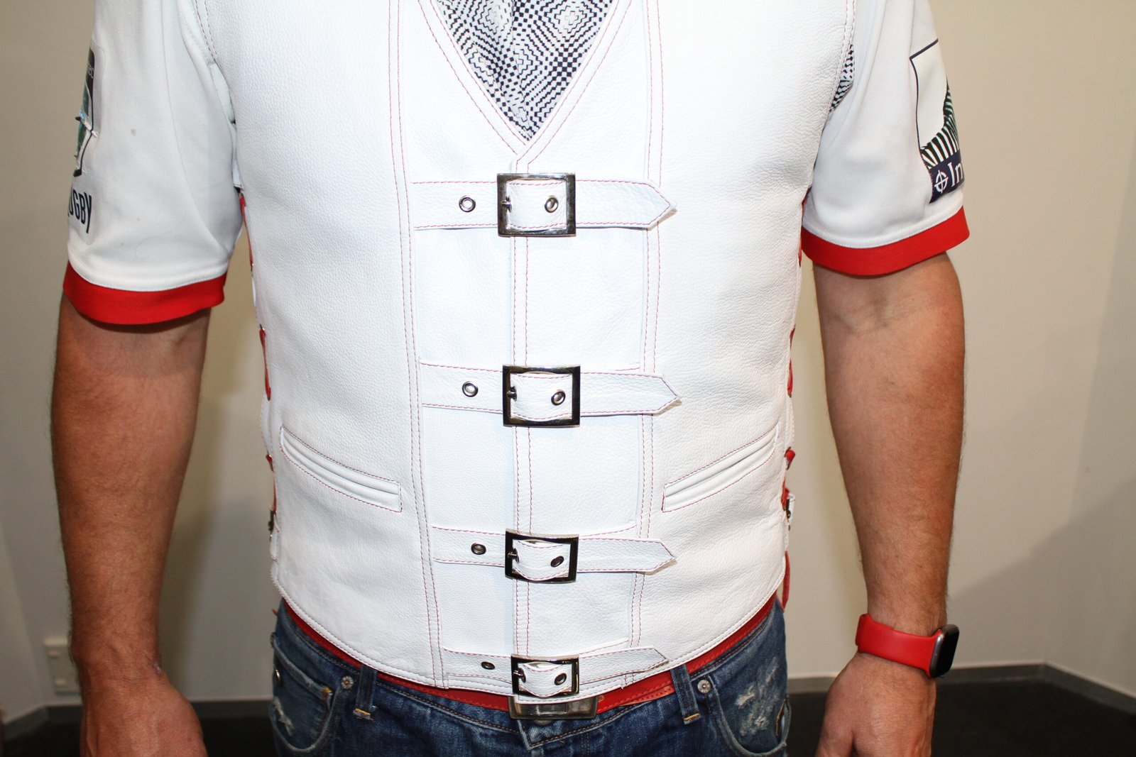New Style White Leather Vest - Motorcycle Leather Vest - Riding Vest