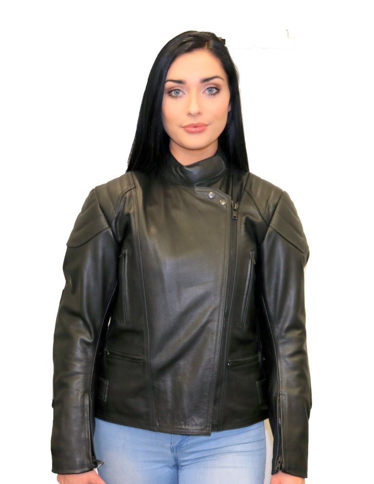 Ladies Stretch Motorcycle Leather Jacket - Leather Direct